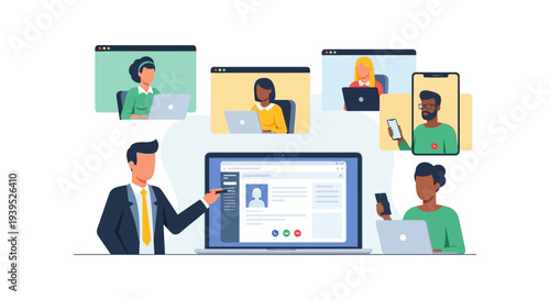 Virtual Team Meeting and Online Collaboration with Diverse Remote Professionals