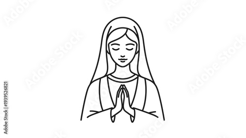 Illustration of Virgin Mary Praying Hands.