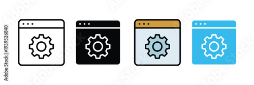 Web settings and browser configuration icon set. Website maintenance and admin panel symbol. Vector Illustration.