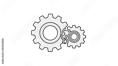 Interconnected Gears Mechanical System Illustration.