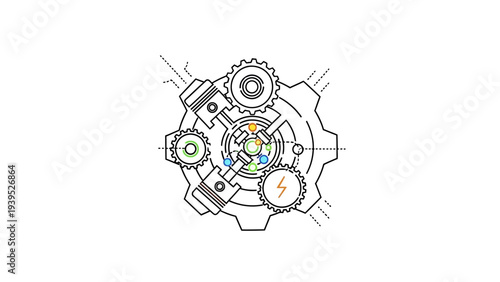 Mechanical Watch Gears with Globe Inside.