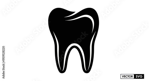 Black tooth icon, dental care, health, hygiene, simple vector illustration
