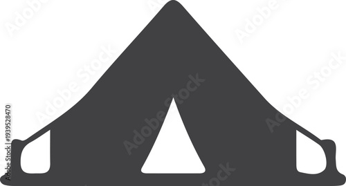 Solid silhouette icon of a classic bell tent on a white background, representing camping and outdoor living