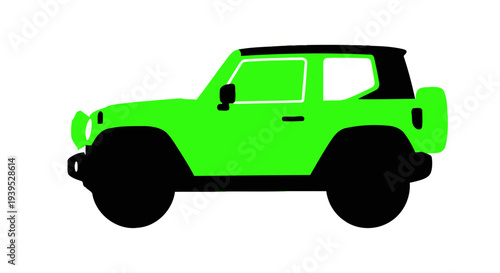 Green Jeep Wrangler Silhouette Icon Vector Illustration