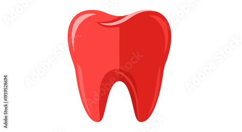 Healthy Red Tooth Illustration - Dental Care Concept