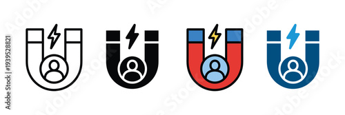 Lead magnet and customer attraction icon set. User retention and marketing strategy symbol. Vector Illustration.