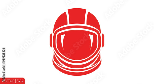 Red Astronaut Helmet Icon - Space Exploration Symbol