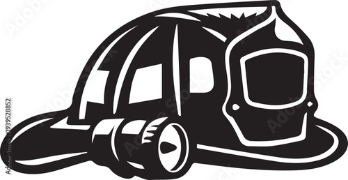 Firefighter Helmet SVG – Fire Department Helmet with Flashlight Silhouette for Cricut and Vinyl Cutting