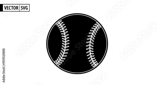 Simple Black and White Baseball Icon Vector Graphic