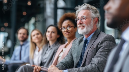 Group of professionals in a meeting discussing ideas and strategies indoors