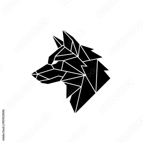 Geometric Wolf Head Silhouette Illustration.