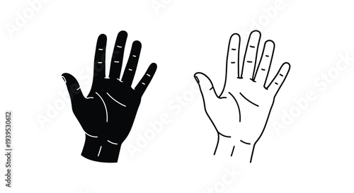 Two hands displaying open palm gestures a striking black silhouette