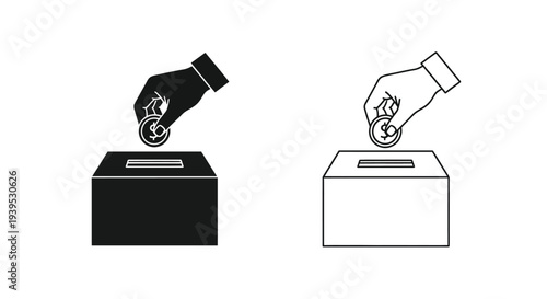 Hands depositing coins into donation boxes a striking silhouette