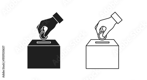 Hands donating coins into a box a striking silhouette