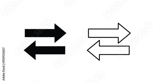 Paired arrows pointing in opposite directions a graphic silhouette
