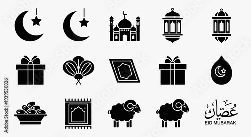 Eid al Adha Islamic Icons Set