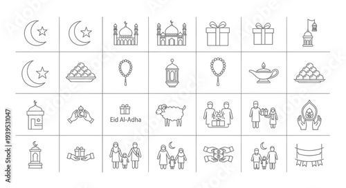 Eid al Adha Islamic Icons Set
