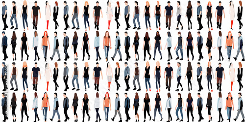 Diverse collection of illustrated people in various casual outfits