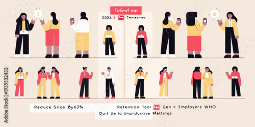 Diverse group of people using smartphones displaying business statistics