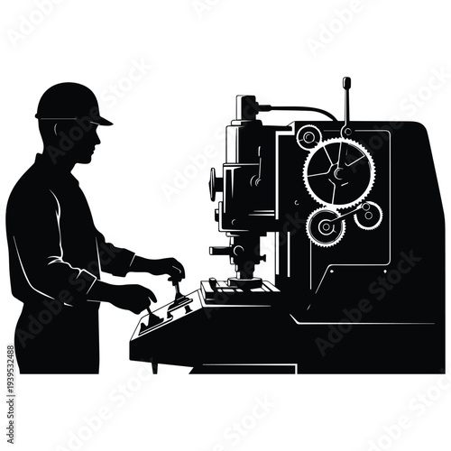 Industrial worker operating heavy machinery in factory setting