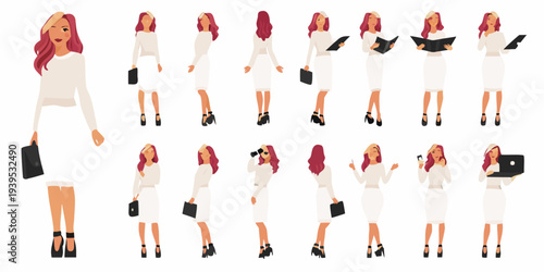 A collection of fashionable women in various poses and outfits