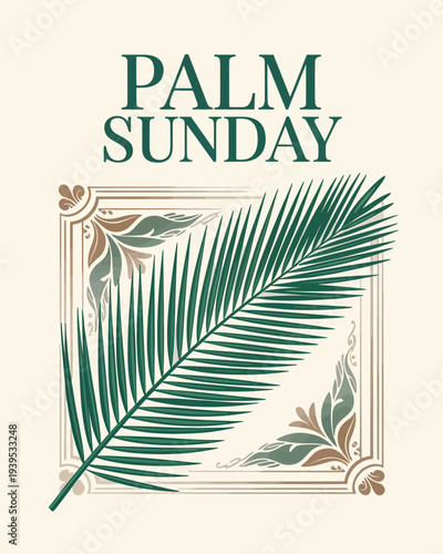 Palm Sunday Poster Christian Holy Week Palm Leaf Religious Celebration
