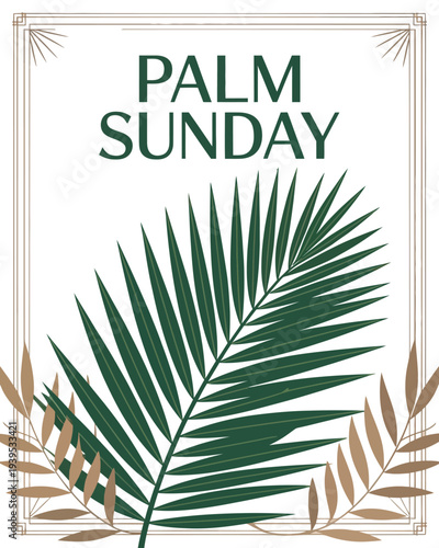 Palm Sunday Poster Christian Holy Week Palm Leaf Religious Celebration