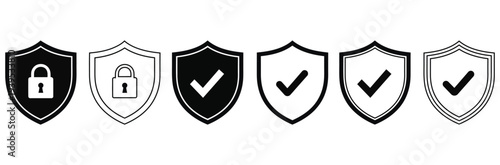 Security shield icons for protection and safety concepts