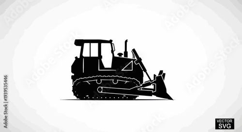 Bulldozer Silhouette Vector Graphic - Heavy Construction Vehicle