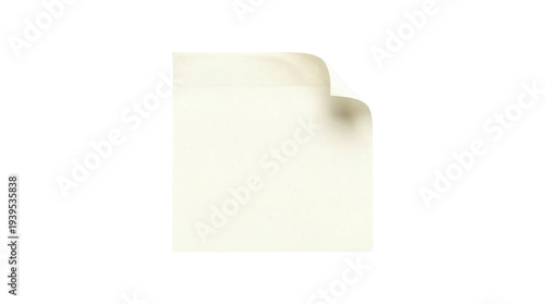 Quadro em tela Blank white paper folder tab with rounded corner cutout isolated on white backgr