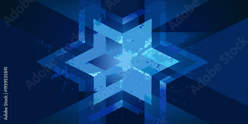 Abstract geometric starburst pattern in varying shades of vibrant blue