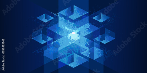 Abstract geometric design featuring stacked cubes and a bright center