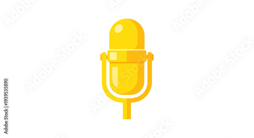Golden Microphone Icon Isolated on White Background, Audio Recording Equipment