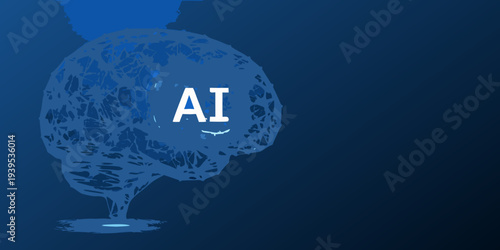 Artificial intelligence concept a brain shape with ai lettering