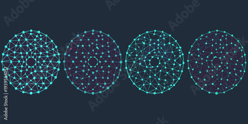 Abstract geometric shapes evolving from interconnected nodes and lines