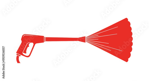 Red Pressure Washer Spraying Water Jet, Cleaning Tool Icon