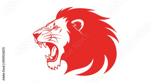 Roaring Lion Head Graphic - Red and White