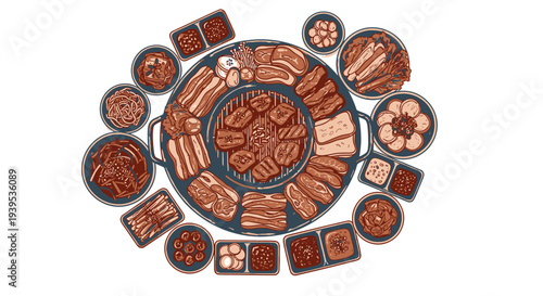 Assorted traditional Indian sweets arranged in circular pattern.