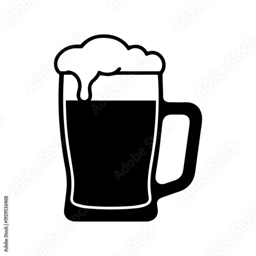 Foamy beer mug icon refreshing drink symbol for pub bar party and celebration Vector illustration
