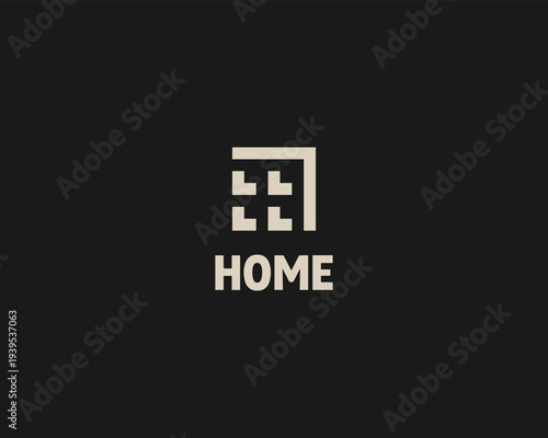 Minimalistic geometric house logo. Creative buildings construction architecture icon. Universal home house real estate vector logotype.