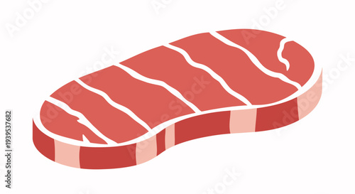 Raw Steak with Marbling on White Background.