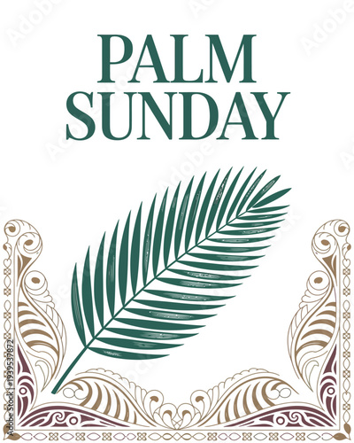 Palm Sunday Poster Christian Holy Week Palm Leaf Religious Celebration