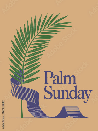 Palm Sunday Christian Celebration with Palm Branch Vector Illustration for Church Faith Worship and Holy Week