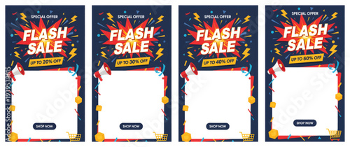 Vibrant Flash Sale Banners Displayed on a Clean White Background
