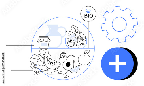 Healthy eating concept. Healthy eating supports wellness with fresh vegetables, fruits, and bio-organic produce. Healthy eating promotes sustainability and nutritional balance. Perfect for nutrition