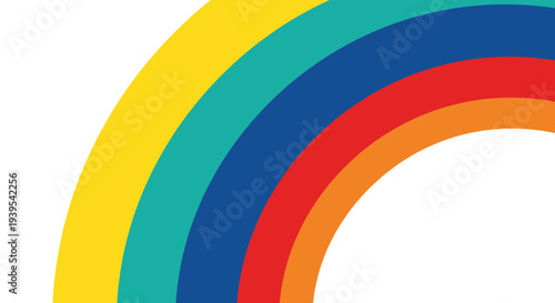 Colorful rainbow arc graphic on white background, vibrant abstract design
