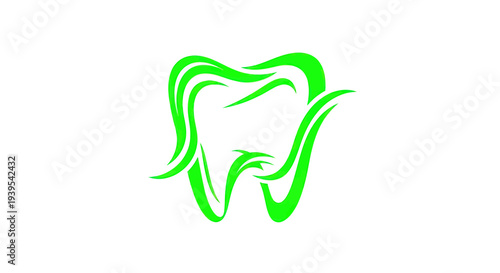 Green Tooth Logo Design, Dental Care Icon, Health Symbol