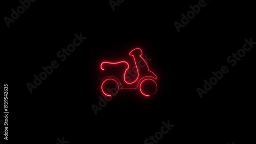 Neon Red Scooter Silhouette on Black Background neon scooter