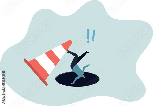Failure or mistake causing catastrophe despair, problem or risk from crisis or recession, danger or business accident, trouble, loss or pitfall concept,human life and situation.