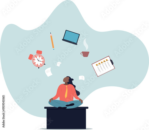 Employee wellbeing or wellness, comfortable to work, project management or relax workplace, balance or productivity concept,business concept.human life and situation.